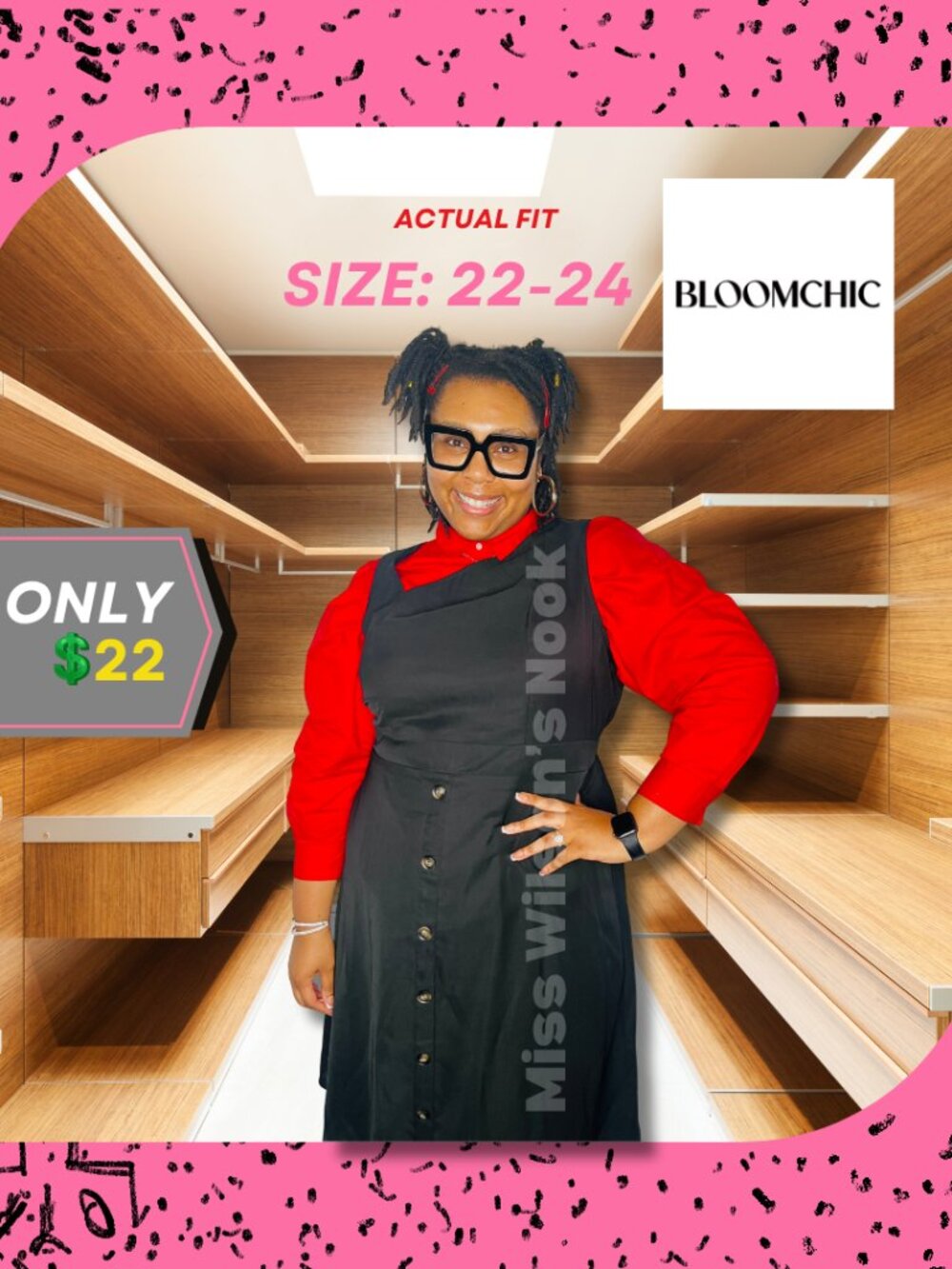 BloomChic Button-Front Apron Pinafore Midi Dress - Size 22-24